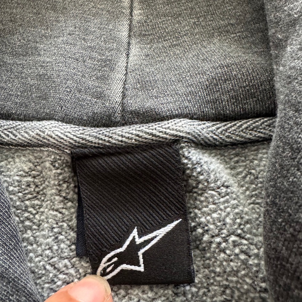 Alpinestars Vintage Hoodie XXL Gray Distressed Moto Gothic Logo Pullover - Picture 3 of 9